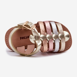 Sandalias para niños de niñas con cuero ecológico dorado 2