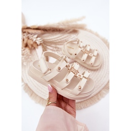 Sandalias de niñas con detalle dorado BEIGE 4