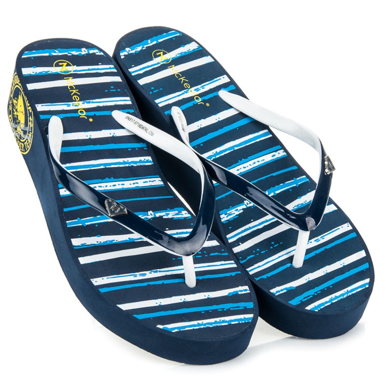 Mckeylor Chanclas cuña rayas azul 1