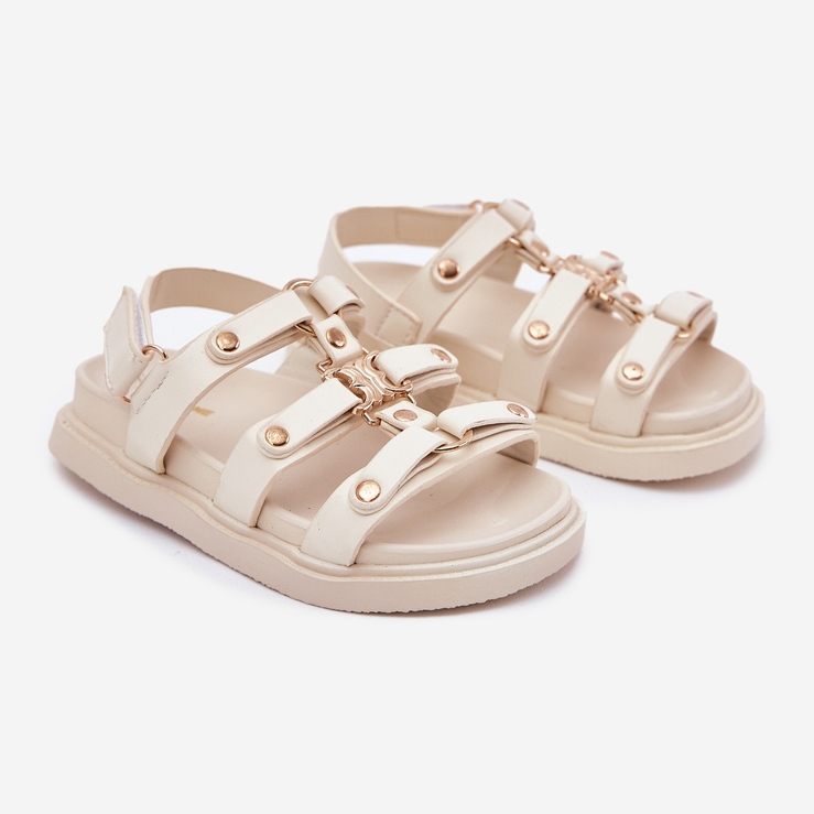 Sandalias de niñas con detalle dorado BEIGE 1