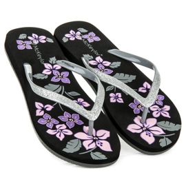 Mckeylor Chanclas con flores negro 1
