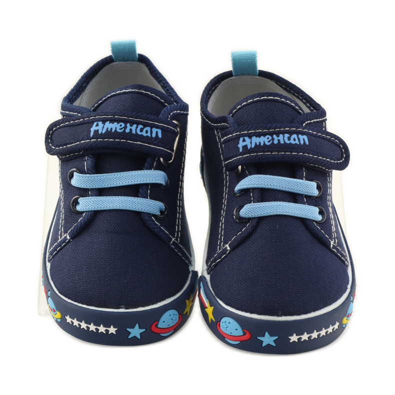 American Club Zapatillas deportivas americanas con plantilla de piel azul marino azul blanco 4
