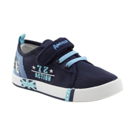 American Club Zapatillas deportivas americanas con plantilla de piel azul marino azul 1