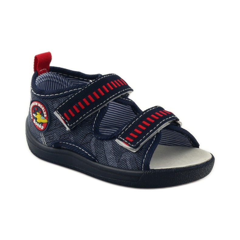American Club Sandalias con plantilla americana de piel azul marino rojo 1
