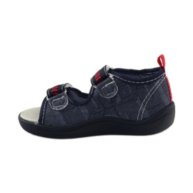 American Club Sandalias con plantilla americana de piel azul marino rojo 2