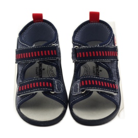 American Club Sandalias con plantilla americana de piel azul marino rojo 4