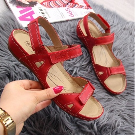 Sandalias piel velcro rojo W Helios 205 9