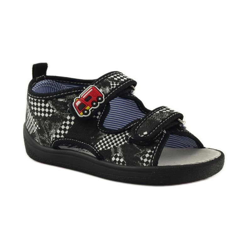 American Club Sandalias con plantilla americana de piel blanco negro 1