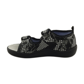 American Club Sandalias con plantilla americana de piel blanco negro 2