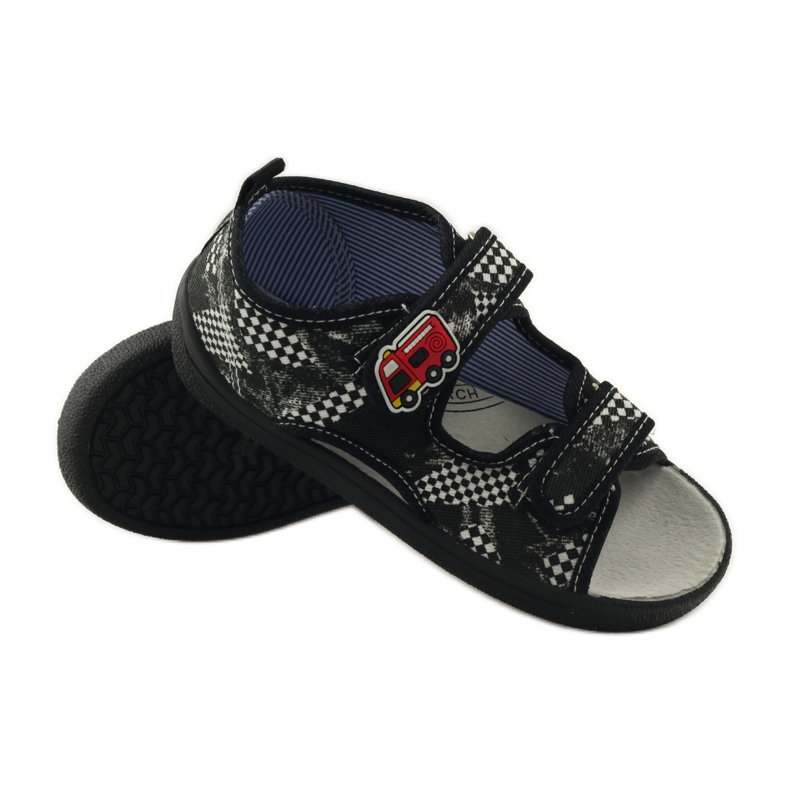 American Club Sandalias con plantilla americana de piel blanco negro 3