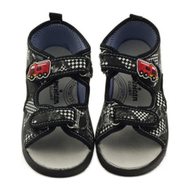 American Club Sandalias con plantilla americana de piel blanco negro 4