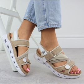 Sandalias femeninas Rieker 64064-31 beige rosado 7