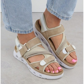 Sandalias femeninas Rieker 64064-31 beige rosado 9