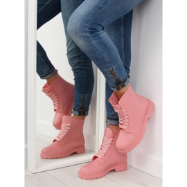 Rosa D56P rosa botas con cordones 1