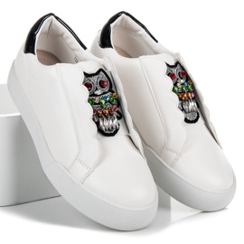Vices Zapatillas slip-on con búhos blanco 3
