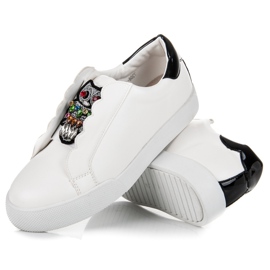 Vices Zapatillas slip-on con búhos blanco 4