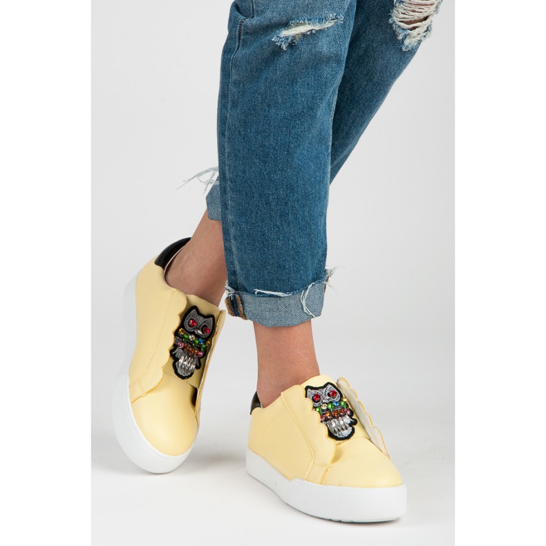 Vices Zapatillas slip-on con búhos amarillo 2 Vices Zapatillas slip-on con búhos amarillo 2