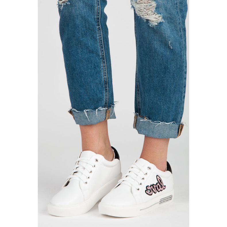 Vices Zapatillas Love con cordones blanco rosado 1