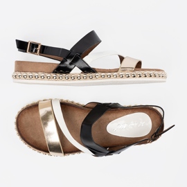 Sandalias con rayas y una suela decorativa negro 5