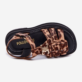 Sandalias de niñas con detalles decorativos de leopardo marrón 2