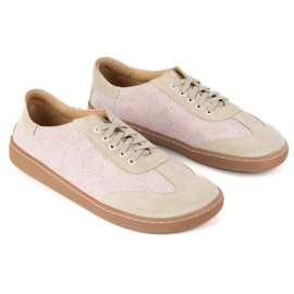 Zapatos de cuero para mujeres descalzos Olivier Eliza Pink Flowers rosado 9
