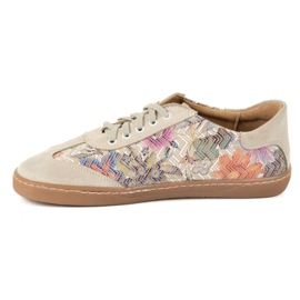 Zapatos de cuero para mujeres descalzos Olivier Eliza beige flores 4