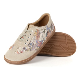 Zapatos de cuero para mujeres descalzos Olivier Eliza beige flores 7