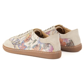 Zapatos de cuero para mujeres descalzos Olivier Eliza beige flores 8
