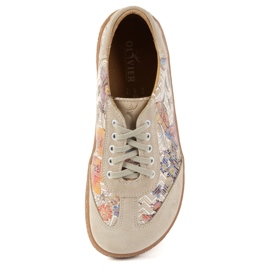 Zapatos de cuero para mujeres descalzos Olivier Eliza beige flores 10
