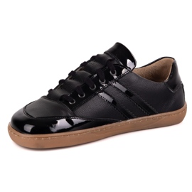 Zapatillas de deporte descalza Kaia Olivier - zapatos de cuero anatómico flotante negro con barniz 4