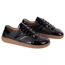 Zapatillas de deporte descalza Kaia Olivier - zapatos de cuero anatómico flotante negro con barniz 5