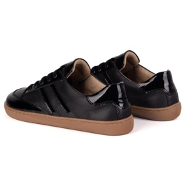 Zapatillas de deporte descalza Kaia Olivier - zapatos de cuero anatómico flotante negro con barniz 7