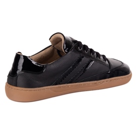 Zapatillas de deporte descalza Kaia Olivier - zapatos de cuero anatómico flotante negro con barniz 10