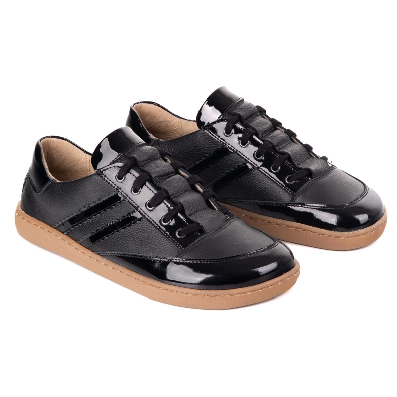 Zapatillas de deporte descalza Kaia Olivier - zapatos de cuero anatómico flotante negro con barniz 1