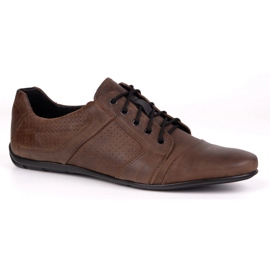 Zapatos de cuero para hombres Polbut C34p Brown Perforated Casual marrón 2
