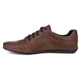 Zapatos de cuero para hombres Polbut C34p Brown Perforated Casual marrón 1