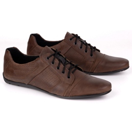 Zapatos de cuero para hombres Polbut C34p Brown Perforated Casual marrón 3