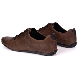 Zapatos de cuero para hombres Polbut C34p Brown Perforated Casual marrón 5