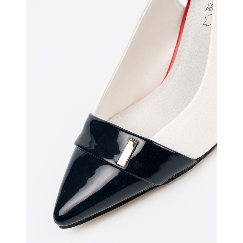 Goodin Bombas blancas y blancas con un talón abierto 1