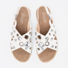 Shelvt Sandalias blancas con tachuelas decorativas blanco 2