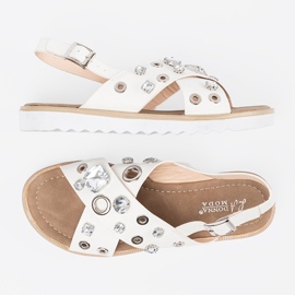 Shelvt Sandalias blancas con tachuelas decorativas blanco 3