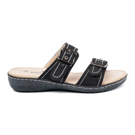 Shelvt Chanclas de mujeres negras con hebillas negro 2