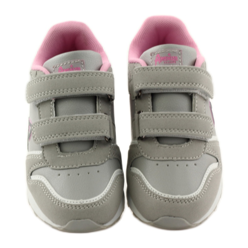American Club Velcro deportivo incrustación de cuero americano rosado gris blanco 4 American Club Velcro deportivo incrustación de cuero americano rosado gris blanco 4