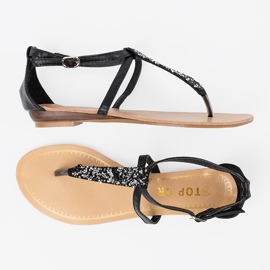 Sandalias negras de estilo negro plano 3