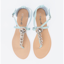 Sandalias verdes decoradas con circones 2