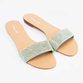 Shelvt Chanclas verdes en diamantes de imitación 2