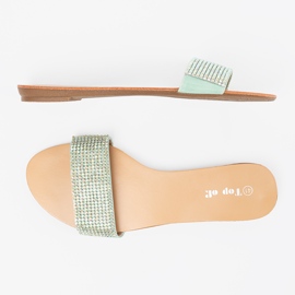 Shelvt Chanclas verdes en diamantes de imitación 4