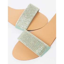 Shelvt Chanclas verdes en diamantes de imitación 1