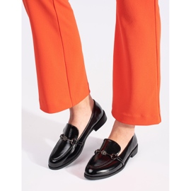 Goodin Mocasines de mujer negros barnizados con un adorno 2
