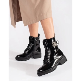 Botas barnizadas negras trabajadoras de mujeres negro 5